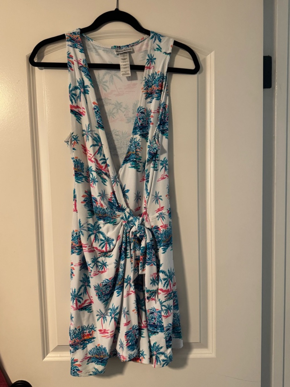 Tommy Bahama Tropical Print Romper in White with Teal and Pink